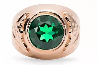 Пръстен Винтидж крафт Смарагд Оригинално ретро 14k розово злато vrc078r